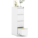 Garvee 4-Drawer File Cabinet with Lock, Heavy Duty Vertical Filing Cabinets for Home Office, Secure Locking Metal Steel Storage Cabinet for Letter/Legal Size File, Assembly Required, White - White
