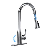 Garvee Kitchen Faucet with Pull Down Sprayer, Touchless Stainless Steel Single Handle for Farmhouse Laundry Camper RV Bar, Flexible Installation, High-Arc Design