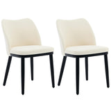 Garvee Velvet Upholstered Dining Chairs Set of 2, Modern Kitchen Side Chairs with Padded Seat and Wooden Legs, Beige, Dining Room, Restaurant