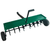 Garvee 48 in Tow Behind Core Aerator Heavy Duty Plug Aerator with Universal Hitch for Lawn Grass Yard Clay Soil Green