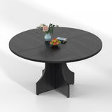 Garvee Round Dining Table 120cm Adjustable Metal Legs MDF Material Storage Shelf Modern Farmhouse Style for Apartments & Dining Rooms - Noir