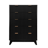 Garvee Tall Dresser Wood Chest Of Drawers 5 Drawer Waveform Fluted Panel Modern Storage For Living Room Kids Bedroom Nursery Hallway Closet