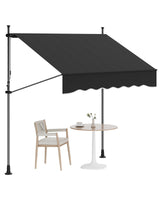 Garvee 118'' Manual Retractable Awning Black, Adjustable Patio Sunshade Shelter, UV Protection, 6.9-9.8ft Height, 80 Sq.Ft Coverage - Black
