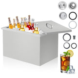 Garvee Drop In Ice Chest 25QT Stainless Steel Ice Cooler Outdoor Kitchen Ice Bar With Drain Pipe And Plug For Cold Wine Beer