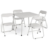 Garvee Folding Card Table and Chair Set of 5, Upholstered Foldable Metal Frame Children's Activity Table and Chairs Set, Beige, Portable and Space-Saving