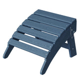 Garvee Folding Adirondack Ottoman HDPE All-Weather Footrest Navy Blue for Patio Deck Backyard 13.8 Inch