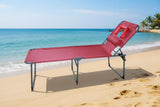 Garvee Tanning Chair With Face Hole Folding Beach Lounge Chair, 5-Position Adjustable Backrest, Portable, Red - Red
