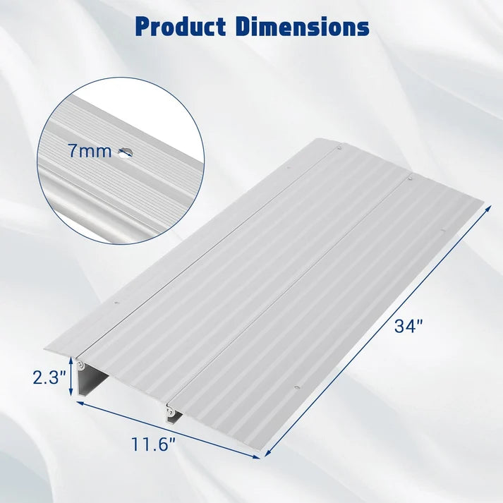 Garvee 2" Aluminum Threshold Ramp for Doorways, 700 lbs Capacity, Adjustable Height, Non-Slip Surface, Portable Design, Wheelchairs & Scooters Access