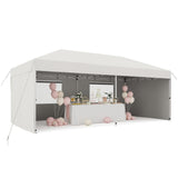 Garvee 10'x20' Pop-Up Canopy Tent - 210D Oxford Fabric Portable Instant Commercial Tent with 4 Sidewalls, 12 Stakes & 6 Sandbags for Events, White - White