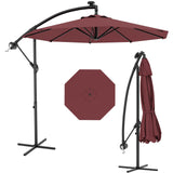 Garvee 10' Cantilever Umbrella with 360 Rotating Base, UV Protection Offset Patio Umbrella 12 Ribs Outdoor Sun Shade with Easy Tilt Adjustment for Backyard, Lawn, Garden, Wine Red - Wine Red
