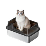 Garvee Stainless Steel Cat Litter Box Extra Large High Sided Non-Stick Odor Resistant Metal Litter Pan for Multiple Cats Big Cats & Rabbits - Black22