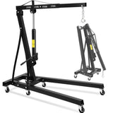 Garvee 2-Ton Folding Engine Hoist Hydraulic Shop Crane Portable Cherry Picker Garage Workshop Black - Black