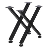 Garvee Carbon Steel X-Shape Table Legs Adjustable Feet Floor Protectors Industrial Style 40cm Height 48cm Width