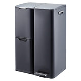 Garvee 16 Gal Kitchen Trash Can with Lid, Triple Compartment Stainless Steel Garbage Can, Black, 60L for Home Office Bathroom - Black