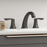 Garvee Modern Widespread Bathroom Drain Faucet 8-Inch 3-Hole Spray Nozzle Grey Copper Double Handle cUPC Certified Water-Saving Stainless Steel Pop-Up Drain