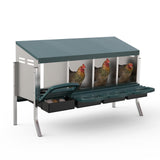 Garvee Chicken Nesting Boxes Metal Rollaway Nest Box for Laying Hens Wall Mount or Free-Standing 4 Hole with Legs