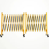 Garvee Metal Expandable Barricade, 11 Ft Folding Security Gate, Rotatable & Portable Expandable Barricade Gate Outdoor, Industrial Expandable Barricade Gate with Casters, Yellow&Black