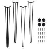 Garvee Hairpin Furniture Legs 34 in Metal Table Legs with Rubber Floor Protectors for Nightstand Coffee Table Desk Black 4PCS Set