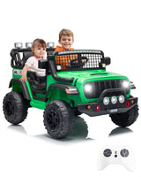 Garvee 24V Ride On Toys For Kids, 2-Seater Electric Ride On Car Truck, 20" Seat, Green, Remote Control, LED Lights, Bluetooth - Green