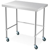 Garvee Stainless Steel Table 36x24 Inch With Wheels, Commercial Kitchen Prep Work Table, Open Base, Metal, Silver