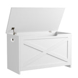 Garvee 30 in Wooden Storage Chest With Safety Hinge Large Shoe Bench For Entryway Living Room Bedroom, Easy Assembly, Natural Wood Color - X White