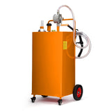 Garvee 35-Gallon Fuel Caddy Heavy-Duty Stainless Steel Fuel Tank with Manual Transfer Pump 4-Wheel Mobile Design for Gasoline and Diesel for Cars Trucks Boats Lawn Mowers, Yellow - Yellow