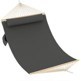 Garvee Double Quilted Fabric Hammock with Hardwood Spreader Bars and Pillow for Outdoor Patio Backyard Poolside, Large, Dark Gray - Dark Gray