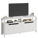 Garvee Farmhouse 63 in TV Stand for TVs Up to 70 in, Rustic Brown and White, Living Room & Bedroom - White