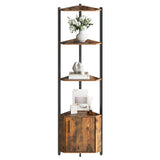 Garvee 5-Tier Tall Corner Shelf - 58" Corner Display Cabinet with Solid Wood Shelves for Living Room, Bedroom, Office, Kitchen, Bathroom, Entryway - Modern Storage Rack, Heavy Duty, Space-Saving, White - Brown