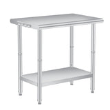 Garvee 48x24 in NSF Stainless Steel Table with Hooks Commercial Kitchen Prep Table Adjustable Undershelf Splash Guard - 48*24Inch