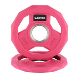 Garvee 2-Inch Rubber Coated Weight Plates Set - Cast Iron Color Coded Bumper Plates for Home Gym Weightlifting Barbell Training - Multiple Sizes and Colors