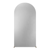 Garvee Wedding Arch Backdrop Cover Stretchy Spandex Wall Arch Covers Glitter Round Top Chiara for Wedding Birthday Party Baby Shower 6ft Gold Silver Fantasy Color - 6.6Ft Silver