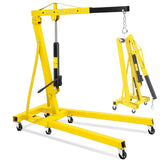 Garvee 2-Ton Folding Engine Hoist Hydraulic Shop Crane Portable Cherry Picker Garage Workshop Yellow - Yellow
