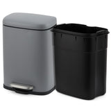 Garvee Trash Can 5L Stainless Steel Indoor Odor Control Bin with Silent Closing Lid & Foot Pedal for Bathroom Kitchen Home Office Grey - Grey-5L