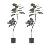 Garvee 2-Pack Artificial Rubber Trees Indoor Faux Plants Smooth Leaves Office Home Living Room Patio Decor Green