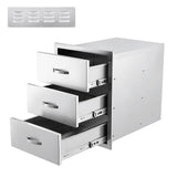 Garvee 14" W x 23" H x 21" D Outdoor Kitchen Drawers, Flush Mount Triple Access BBQ Drawers,BBQ Island Drawers for Outdoor Kitchens or BBQ Island Patio Grill Station - Silver