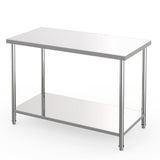Garvee 48"L x 24"W x 35"H Stainless Steel Work Table with 2-Tier Storage Adjustable Undershelf Galvanized Feet for Kitchen Restaurants Home