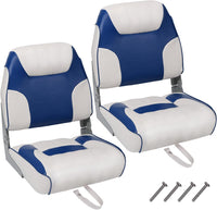 Garvee Lot de 2 sièges de bateau à dossier bas, chaise de bateau de pêche pliable, rembourrage en éponge épaissie, vis en acier inoxydable, PVC résistant aux intempéries, charnières en aluminium, convient pour le tourisme, le bateau à moteur, le canoë