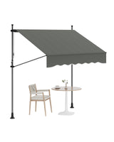 Garvee Manual Retractable Awning 118 in Patio Exterior Outdoor Sunshade Shelter Adjustable Height Grey - Grey