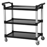 Garvee 3-Shelf Utility Carts with Wheels, Heavy Duty 360lbs Capacity Rolling Service Cart, Restaurant Food Cart with Hammer for Office, Warehouse, Garage - Black