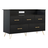 Garvee Dresser for Bedroom with 5 Drawers & LED Lights, Charging Station, 47 in Wide, Black
