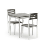 Garvee Dining Table Set for 2, 3 Piece with Spiral Metal Legs, Small Kitchen or Dining Room, Wash Grey, Space Saving