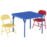 Garvee Children's Folding Table and Chairs Set Durable Metal Frame Soft PU Leather Safe Rounded Edges Lightweight Easy Storage Study Play Outdoor Use