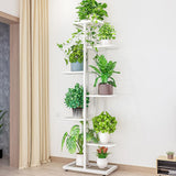 Garvee White 7-Tier Plant Stand with 8 Potted Flower Holders Multifunctional Corner Display Shelf for Indoor Patio Garden Balcony Yard - White