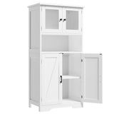 Garvee White Bathroom Storage Cabinet, 23.6"Wx11.8"Dx50.4"H Freestanding Linen Cabinet, MDF and Particle Board Floor Cupboard with 4 Doors, Open Compartment and Adjustable Shelves for Bathroom, Kitchen, Living Room, Bedroom and Hallway - White