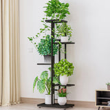 Garvee Plant Stand Indoor 5 Tier Metal Flower Pot Holder Balcony Rack Dark Gray, Durable Rust-Resistant Organizer for Patio Garden Living Room - Dark Gray With Silver