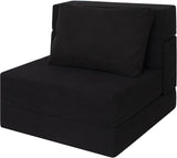 Garvee Convertible Folding Sofa Bed Single Size Sleeper Chair With Pillow Foldable Futon For Living Room Dorm Apartment Compact Space-Saving Corduroy - Black