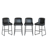Garvee Bar Stools Set of 4 PU Leather Counter Height Barstools with Back and Footrest for Kitchen Island Dining Room Black - Black