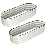 Garvee 2 Pcs 4.5' X 2' X 1' Galvanized Raised Garden Bed Outdoor,Planters for Outdoor Plants,Open-Ended Base Planter Raised Boxes,Oval Metal Planter Box for Vegetables, Flowers, Fruits,Rubber Edge, White - White(Rubber Edge)