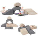 Garvee Educational Foam Block Set With Extended Ramp And Tunnel For Babies And Toddlers Indoor, Velvet Cover, Non-Slip Base, 7 Modular Pieces
